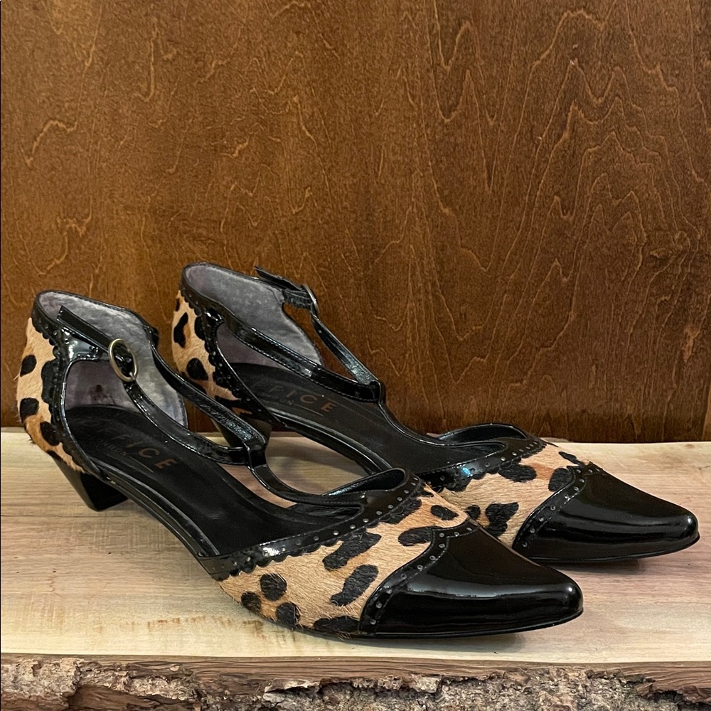 Office London Black and Leopard Print Heels